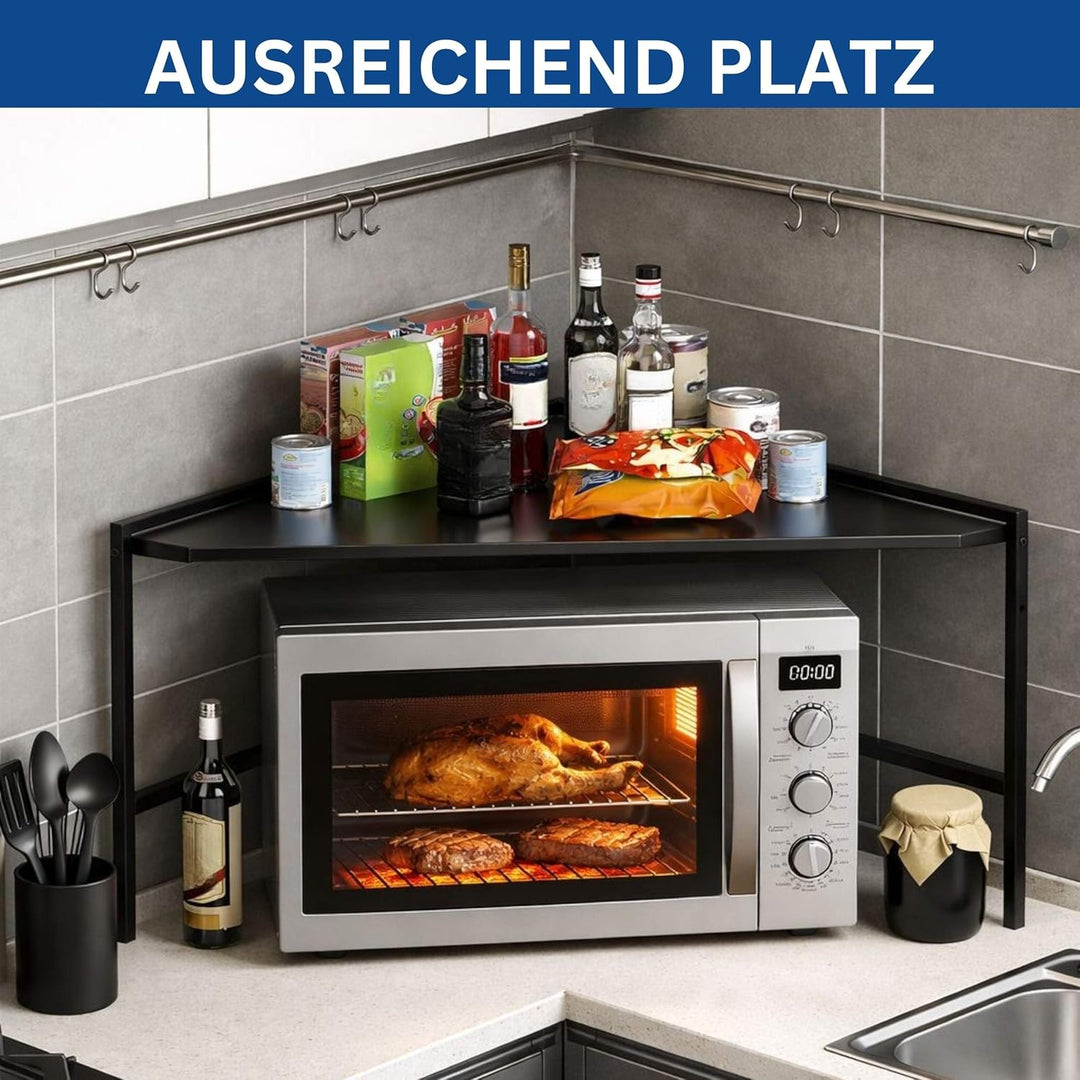 DanDiBo Eckregal Küche Arbeitsplatte Küchenregal 72x72 cm Mikrowellenregal Schwarz 2 Stufig 96688 Mi