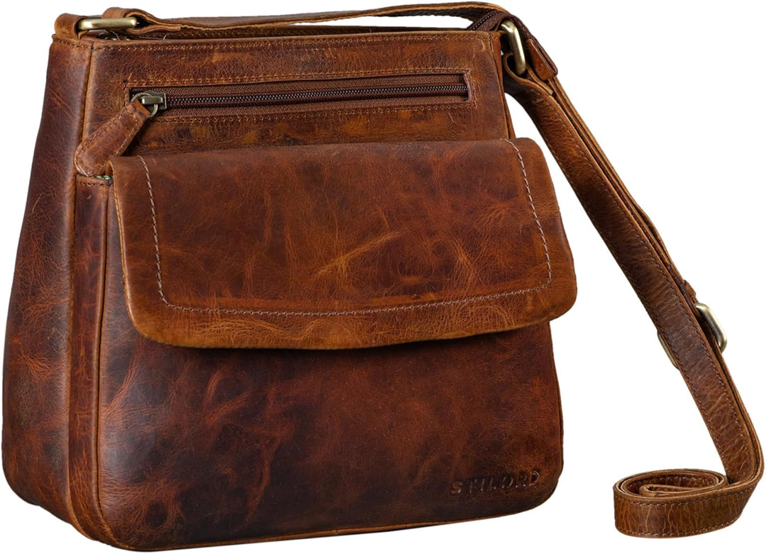 STILORD 'Jodie' Leder Umhängetasche Damen Vintage Handtasche Elegante Ledertasche Crossbody Bag Frau