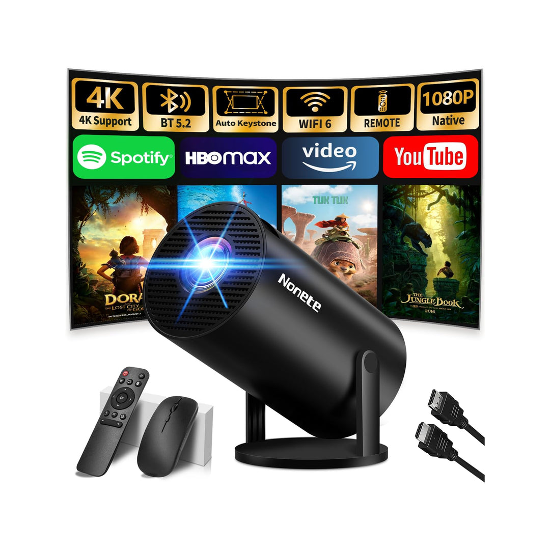 Beamer 4K Projektor Full HD 1080P【2026 Modell】 Mini Beamer mit WiFi 6 und Bluetooth 5.2, Android Tra