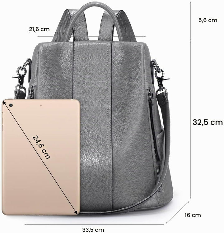 S-ZONE Damen Rucksack Echtleder Weiches Wasserdicht Anti Diebstahl Mode Rucksackhandtasche Casual Sc