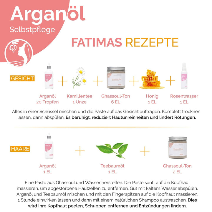 Fatima's Garden Arganöl - Bio-Feuchtigkeitscreme für Haut & Haar, 50ml reines Arganöl 50 ml (1er Pac