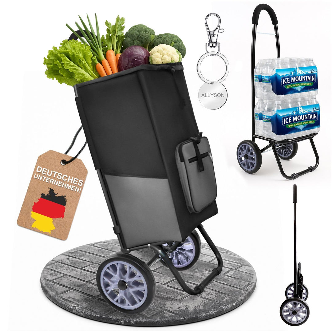 Allyson® Einkaufstrolley klappbar, Einkaufswagen mit 45L Kapazität und Abnehmbarer Tasche, Shopping