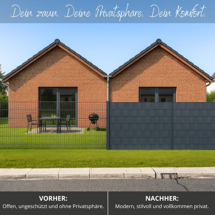 WDB - Sichtschutzstreifen für Doppelstabmatten Sichtschutz Zaun - 19 cm x 35 m + 20 Stück Befestigun