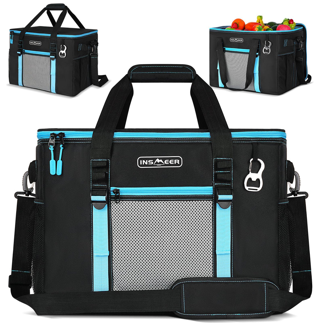INSMEER Kühltasche Gross 50 l, Kühltaschen Faltbar für 80 Dosen, Faltbare/Auslaufsicher mit Öffner,