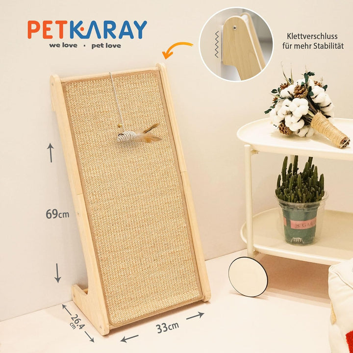 PETKARAY Kratzbrett Katze, 68 cm Hohe L-förmiger Sisal Kratzsäule, Dual-Use Kratzpads für Katzen, Ka