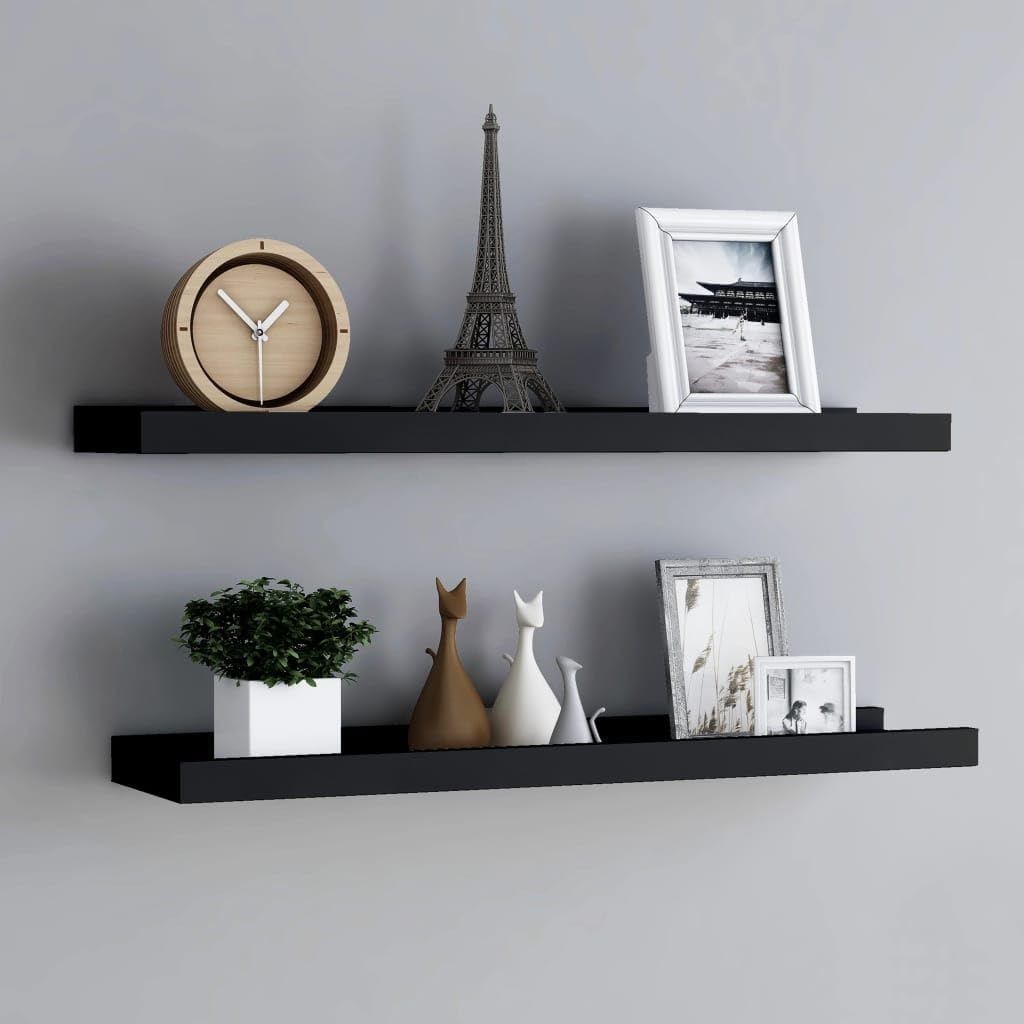 Bussandri Exclusive - Bilderleisten 2 Stk. Schwarz 80x9x3 cm MDF