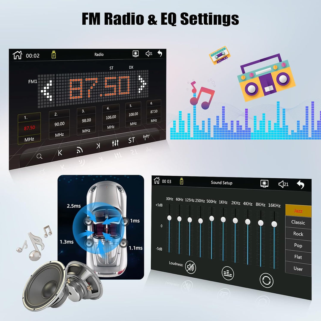 CAMECHO Autoradio 1 Din mit Wireless Carplay Android Auto 9 Zoll Bildschirm Bluetooth Radio Touch Di