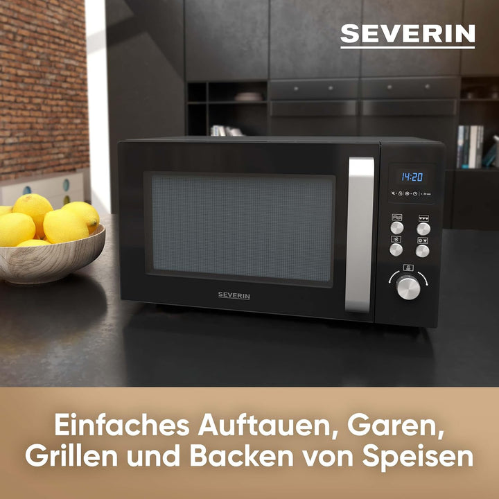 SEVERIN 3-in-1 Mikrowelle mit Grill und Heissluftfunktion bis 200°C, Minibackofen inklusive Vorheizf