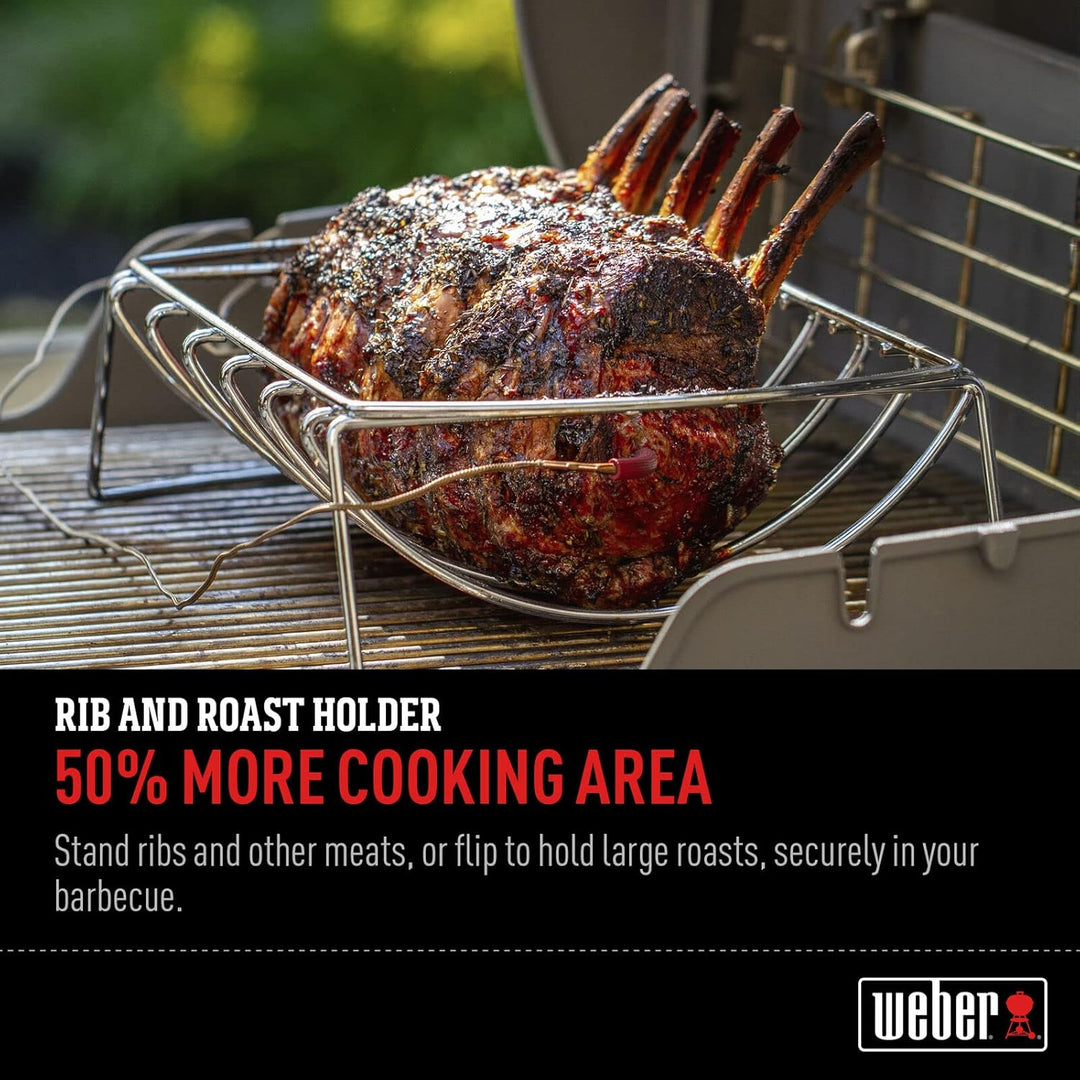 Weber 6469 Original Rib and Roast Holder & 17664 Räucherchips für Schweinefleisch, 700g, Räuchern, A