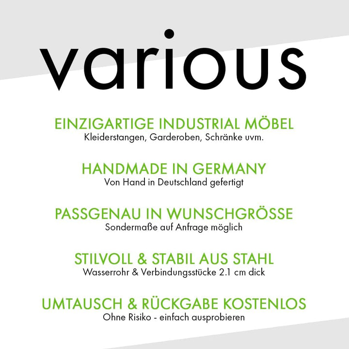 Various Kleiderstange für die Ecke - div. Grössen, z.B. 100 x 200 cm - Industrial Design Eck-Gardero