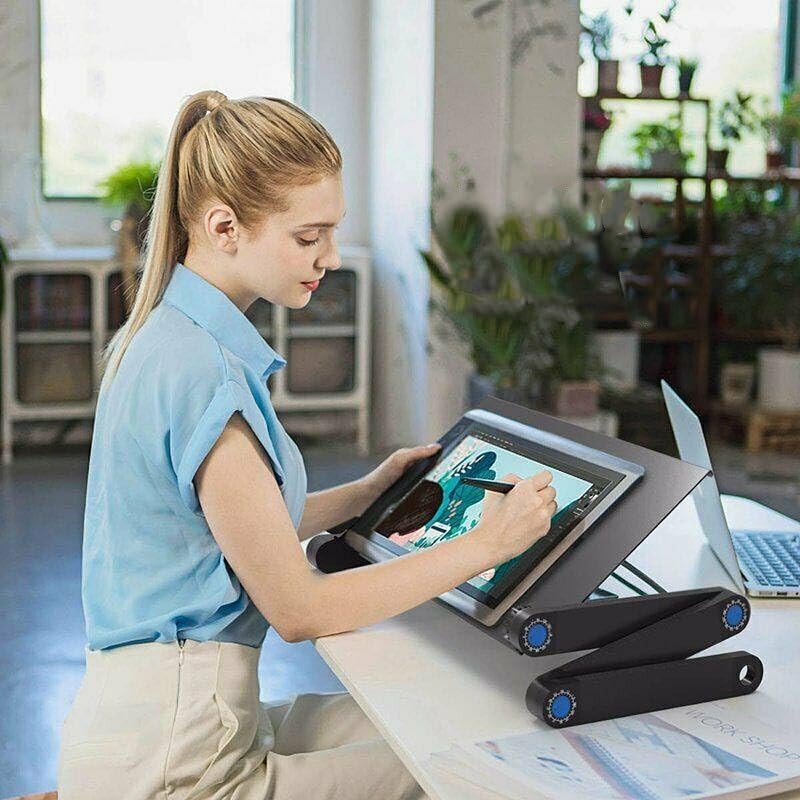 INF Verstellbarer Laptoptisch mit Mausmatte - Schwarz