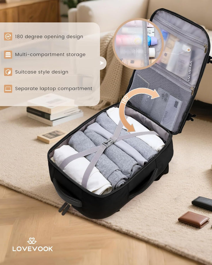 LOVEVOOK Handgepäck Reiserucksack 4 Stück, 50L Rucksack Damen Herren Gross Flugzeug mit Nass- und Tr