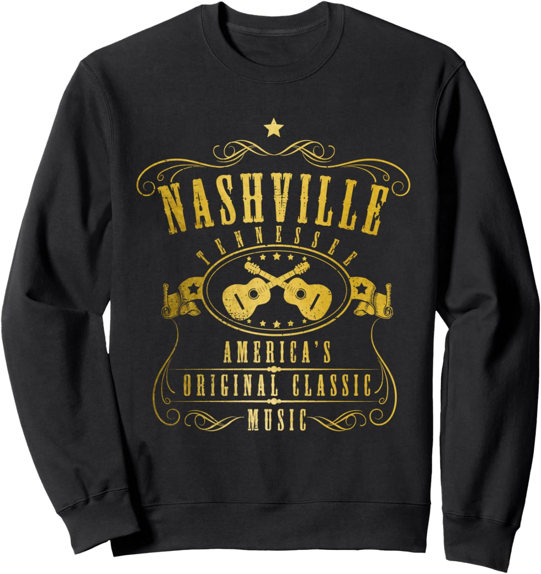 Nashville Tennessee Country Music City Gitarre Vintage Nash Sweatshirt