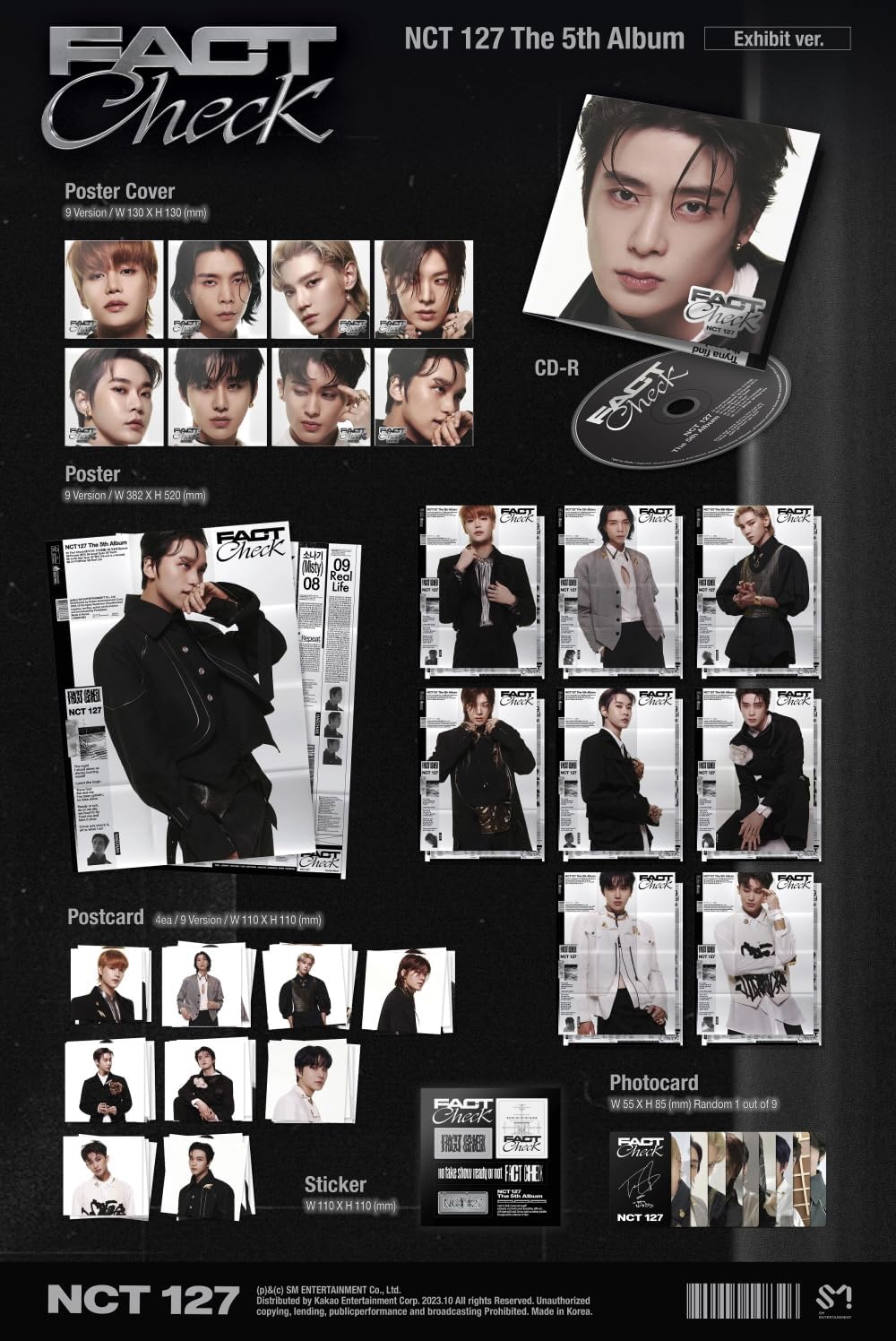 NCT 127 - Fact Check [Exhibit Ver.] Album (9 ver. SET), 9 Ver. Set