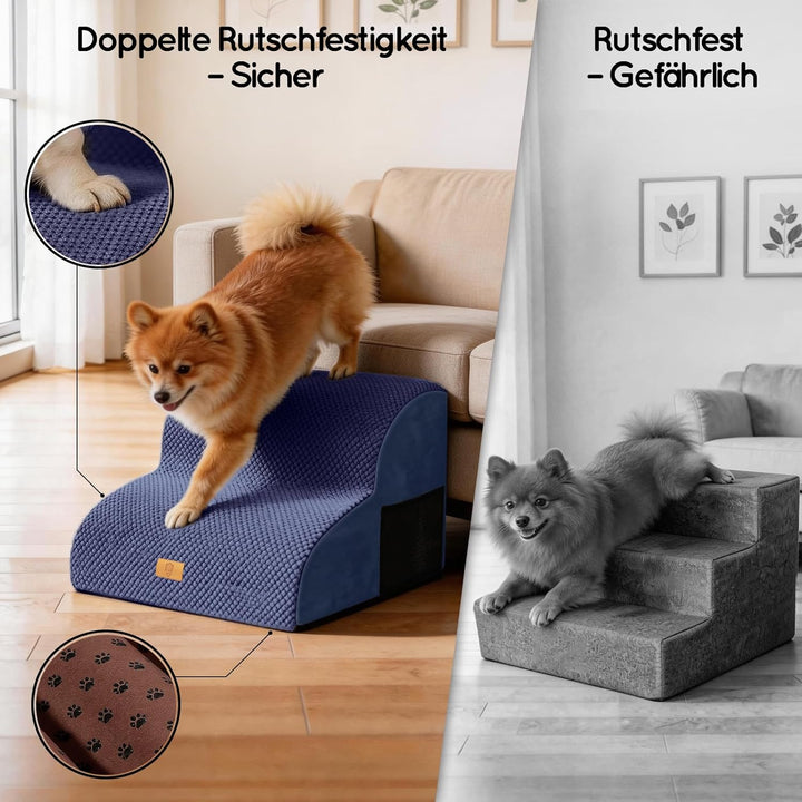 HEVOL Hundetreppe 2 Stufen,40cm Hogh Haustiertreppe Katzentreppe aus Schwamm für Hunde&Katzen,Tragba