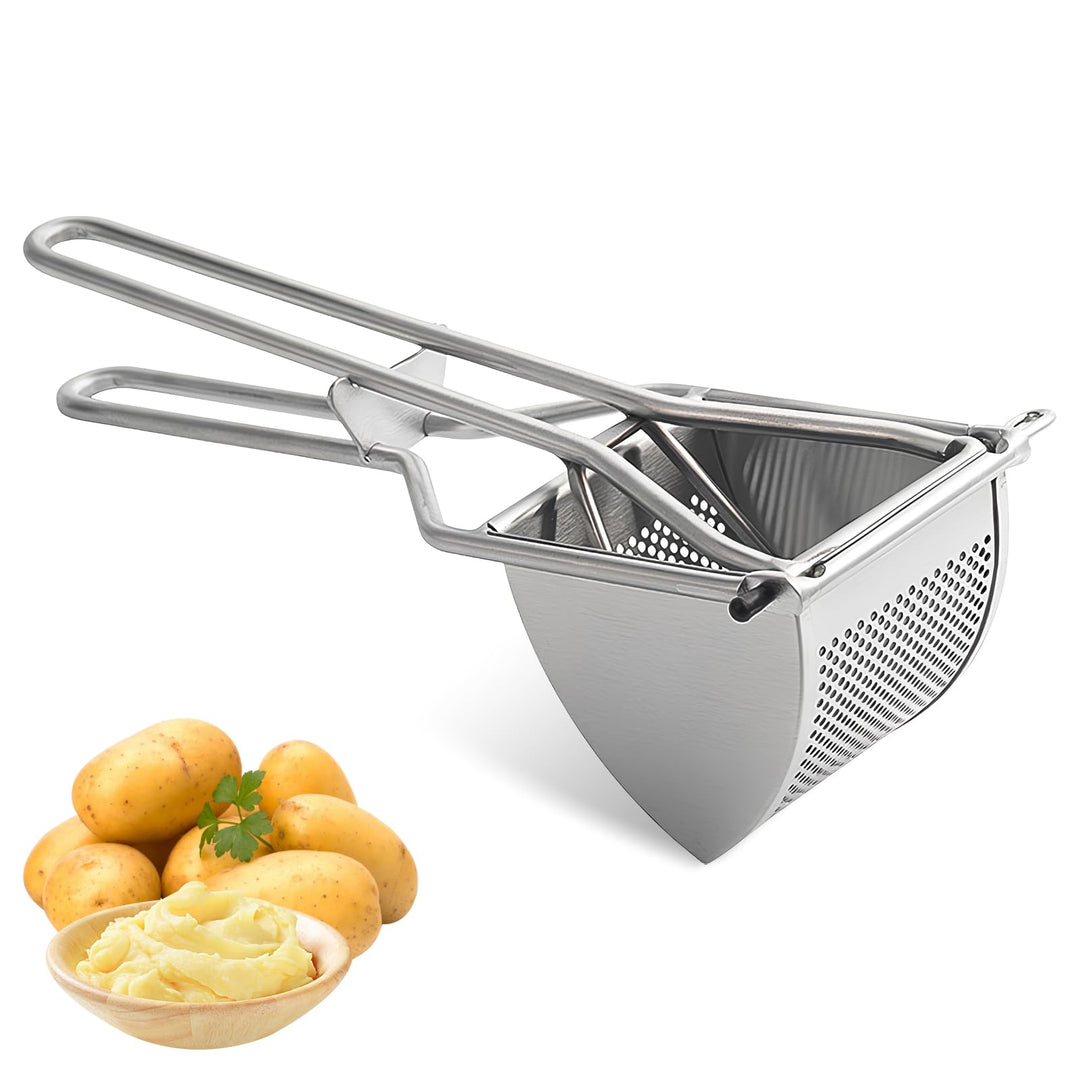 Kartoffelpresse Edelstahl, Robuster Kartoffelstampfer, Multifunktionale Kartoffelquetsche mit Ergono