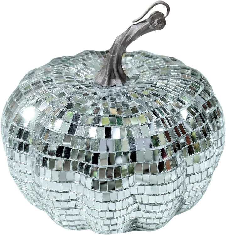 Zyntora Glitzer-Disco-Kürbis, Disco-Kugel-Kürbis Halloween | Künstliche Discokugel in Kürbisform, kü