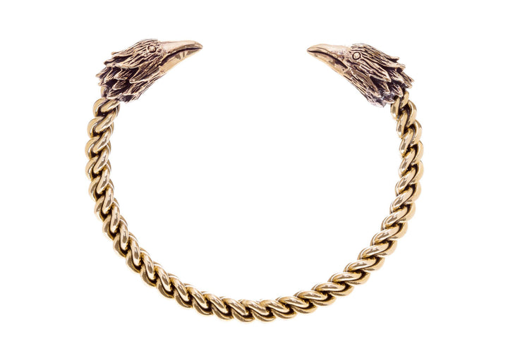 Windalf Männer Armreif RAVON Ø 6.5 cm Vikings Raben Odin Schmuck Armschmuck Handarbeit aus Bronze