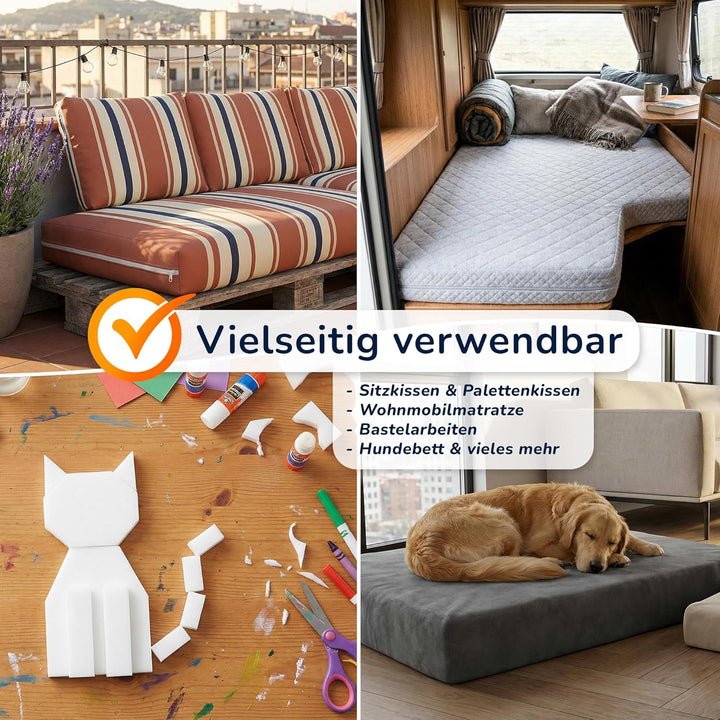 MSS e.K. Schaumstoffplatte Polster Auflage Topper - 200 x 80 x 8 cm - RG27/45 8 cm 80 x 200 cm, 8 cm