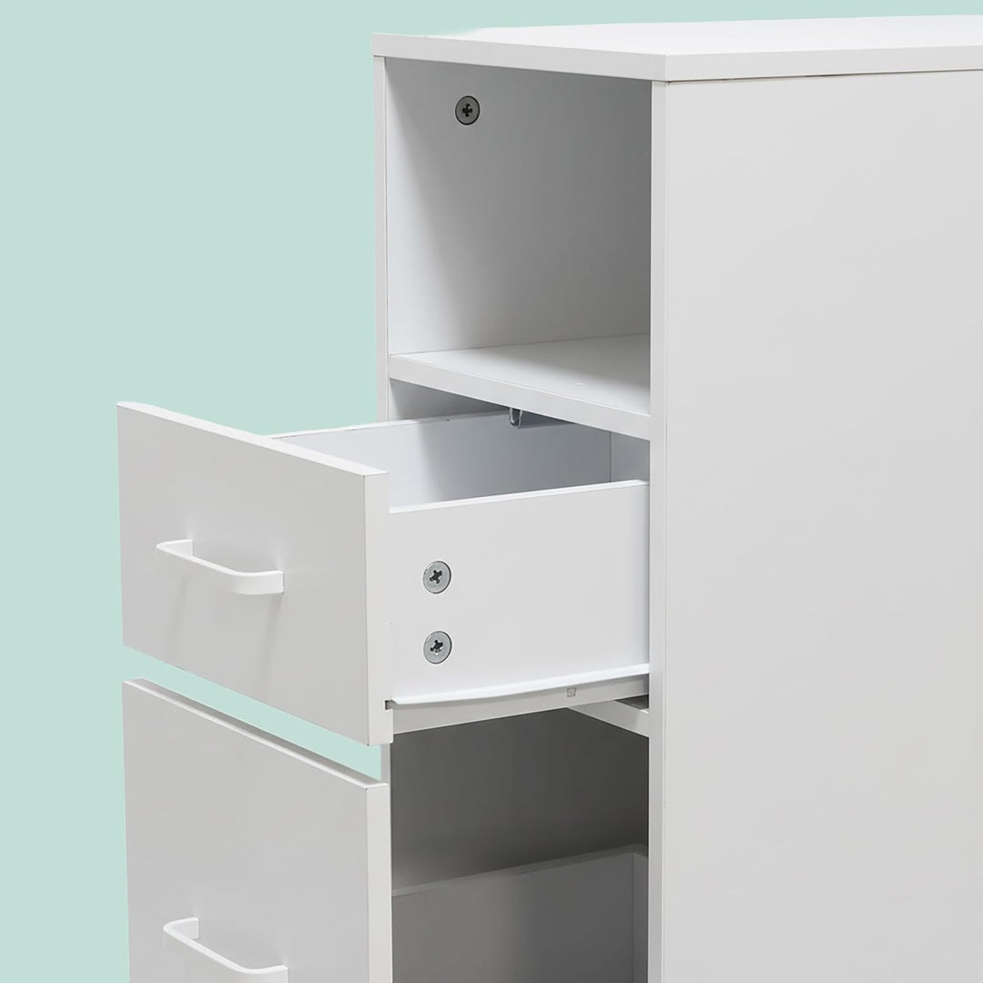 Relaxdays Rollcontainer, 2 Schubladen, 3 Fächer, HxBxT: 65 x 30 x 60 cm, MDF, Büro Unterschrank, Akt