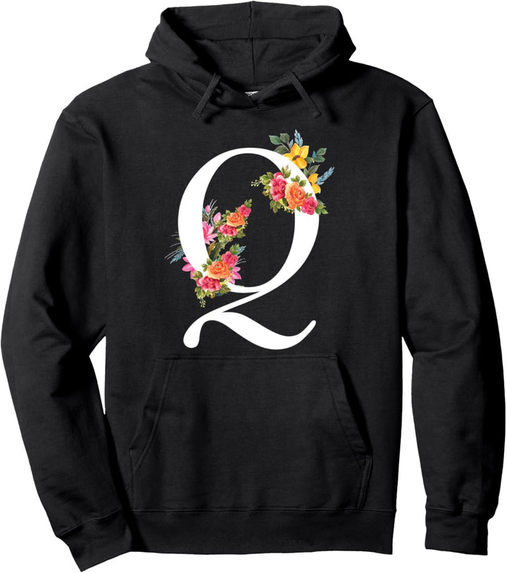 Alphabet Buchstabe - Vorname Anfangsbuchstabe Q Blumen Pullover Hoodie
