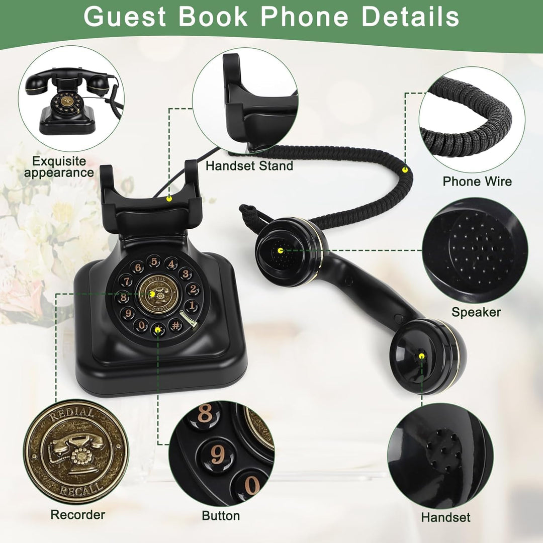 RDYMONKEY Audio-Gästebuch Hochzeit, Retro-Telefon für persönliche Sprachnachrichten, Gästebuch Alter