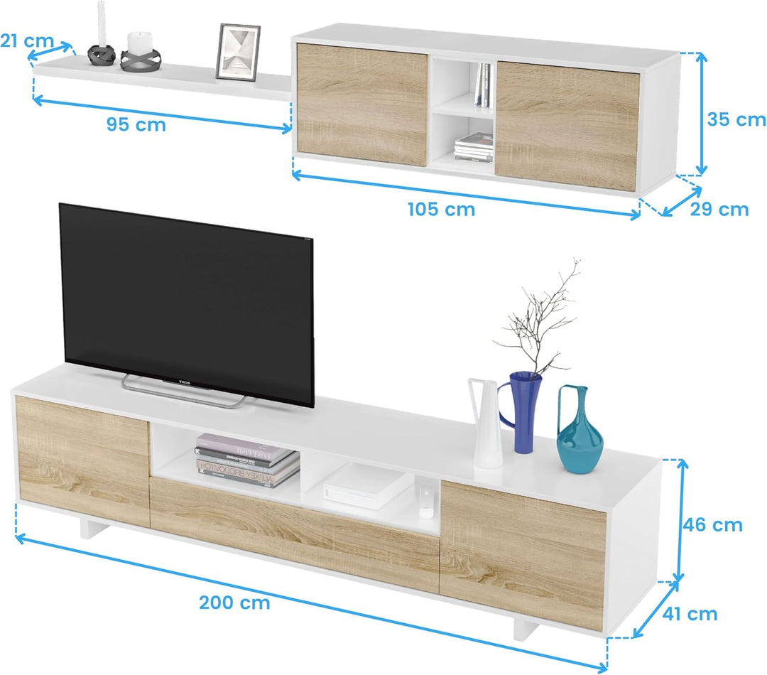 MUEBLES PITARCH eco schubladen, Spanplatte aus Partikeln und Melamin mit hoher Dichte, Kambrium Eich