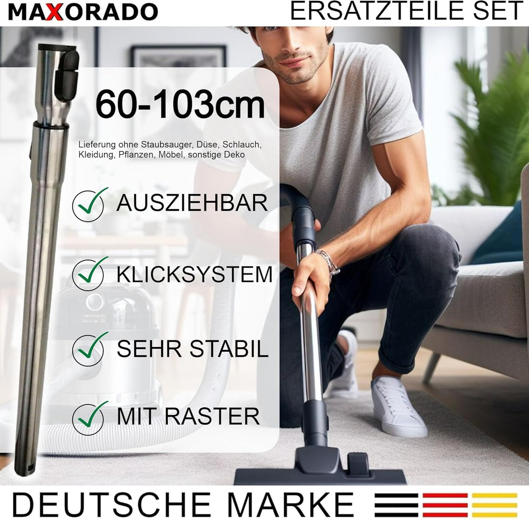 Teleskoprohr mit Einrastfunktion + Handgriff Griff für Miele S381 Tango Plus S 381 S371 S 371 Staubs