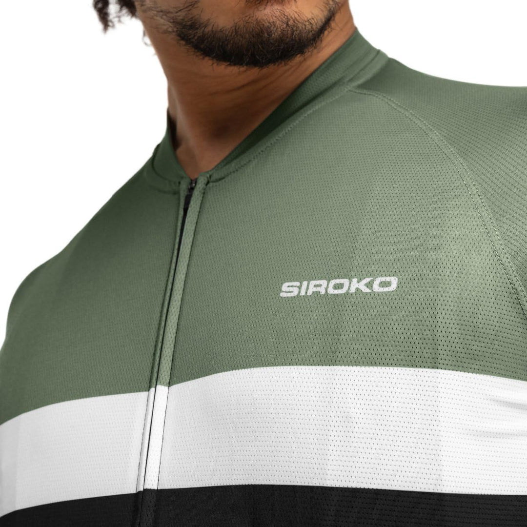 SIROKO M3 Radtrikot Herren Kurzarm Ultraleicht Aerodynamische Fahrradbekleidung S Schwarz/Olivgrün,