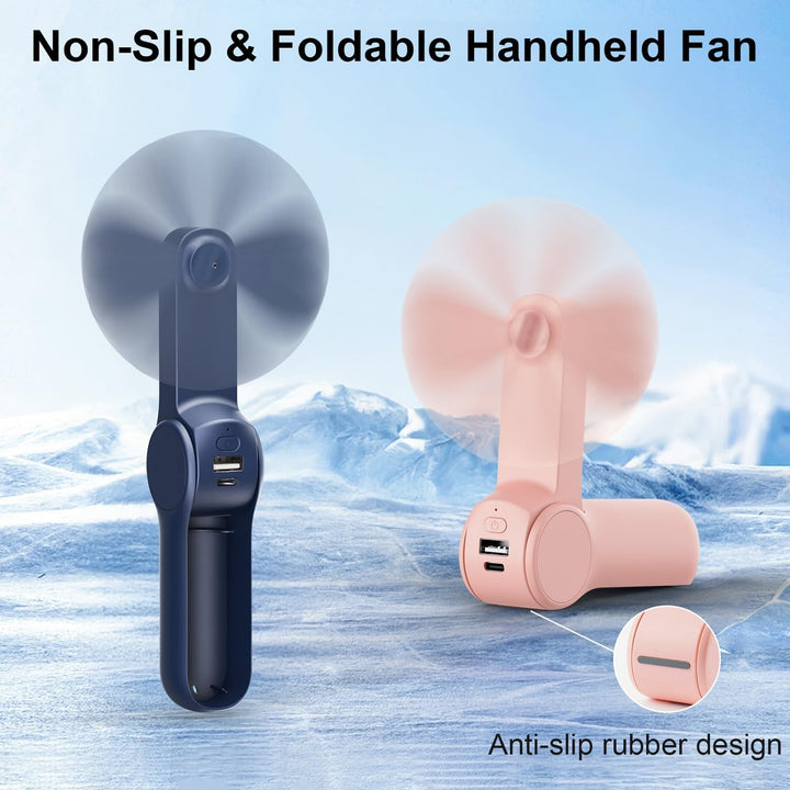 JATEKA Handventilator, Mini Ventilator mit 2500 mAh Powerbank USB Akku Aufladbar, Batteriebetrieben