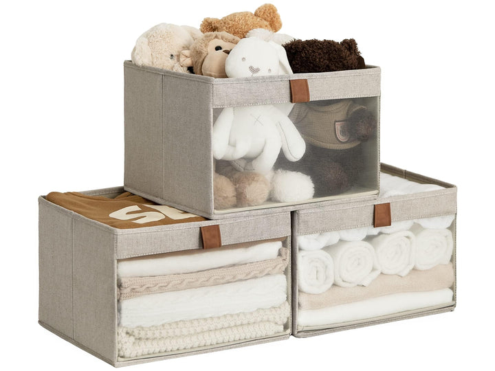 StorageWorks Stoff Aufbewahrungsbox für Schränke, grosse Aufbewahrungskörbe mit Sichtfenster, Dekora