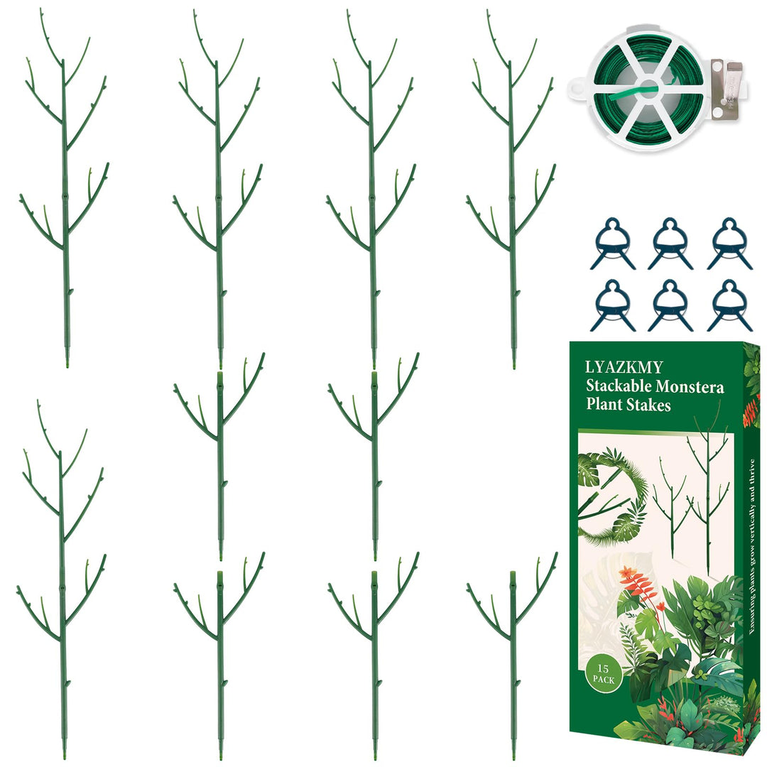 15er-Set stapelbare Pflanzstäbe, höhenverstellbare Monstera-Stützen, Gartenstäbe für Innen- und Auss