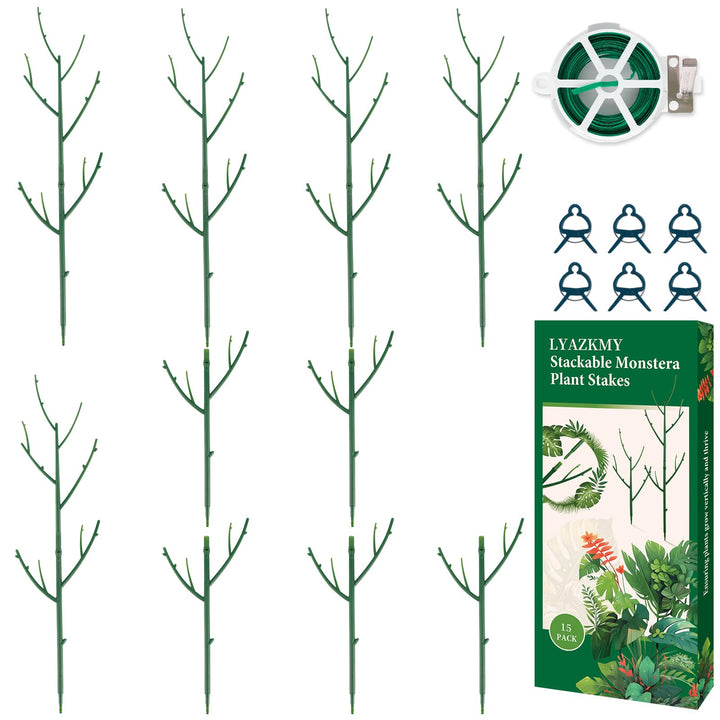 15er-Set stapelbare Pflanzstäbe, höhenverstellbare Monstera-Stützen, Gartenstäbe für Innen- und Auss