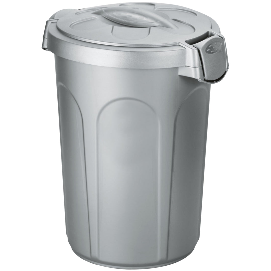 Hummelladen 2X Mülltonne Futtertonne mit verschliessbarem Deckel Silber - 23 Liter Windeleimer Müllb