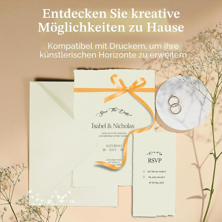 Wanderings Green Handmade Envelope - 13,3X18,4 cm - Packet Of 25-250gsm - For Announcements, Wedding