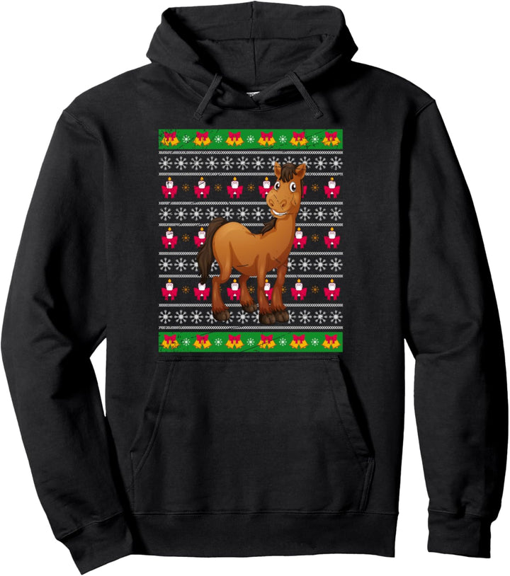Weihnachten Geschenk Reiterhof Ugly Christmas Pferd Pullover Hoodie