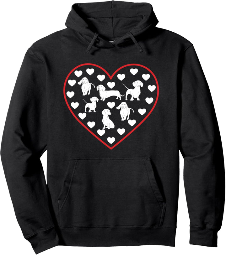 Lustige Herzen Valentinstag Hund Mutter Geschenk Pullover Hoodie