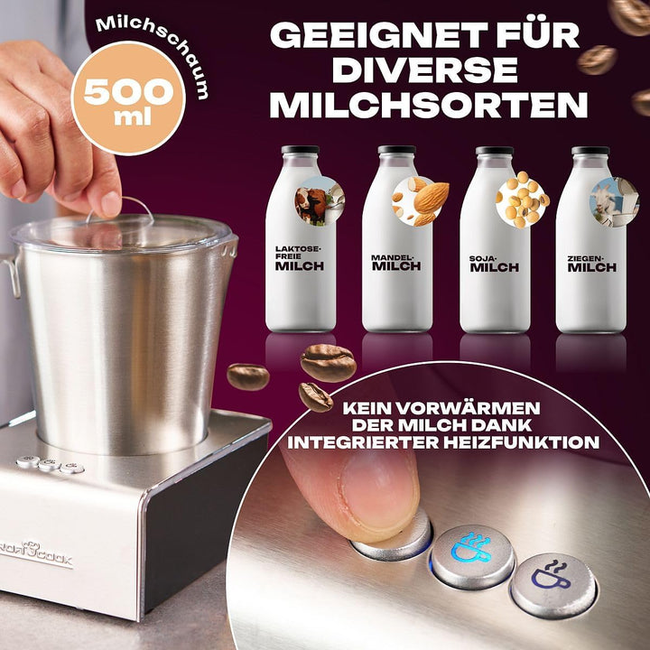 ProfiCook® Milchaufschäumer mit Heiss- und Kaltfunktion | Milchaufschäumer elektrisch mit 6 Funktion