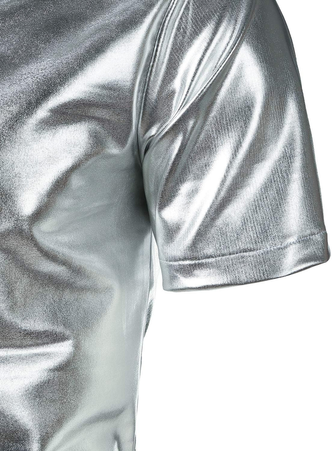 JOGAL Herren Metallic Glänzend Bronzing Nachtklub Party Hemd Silber M, Silber M
