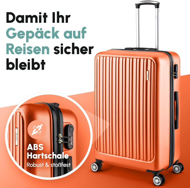 ABS Hartschalenkoffer - Ergonomisch & Sicher - Kleiner Trolley Koffer mit 360° Rädern, Zahlen-Schlos