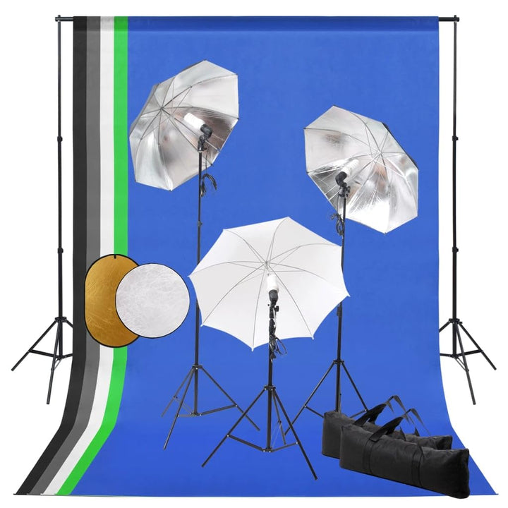 Fotostudio-Set mit Leuchten, Hintergrund, Reflektor, Stativ, Softbox, Flächenleuchte für Portrait- u