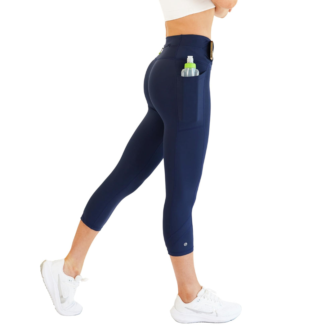 FlipBelt Cropped Pants for Running – Crops w/Built for Phone & Essentials Storage, USA Company XS Mi
