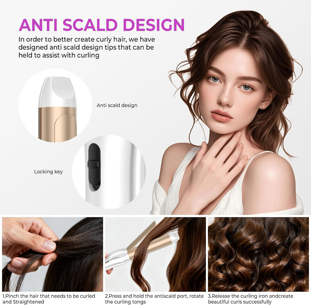 2 in 1 Glätteisen und Lockenstab, Vereint Locken und Glattes Haar in Einem GeräT, 32mm-Keramik-Ionen