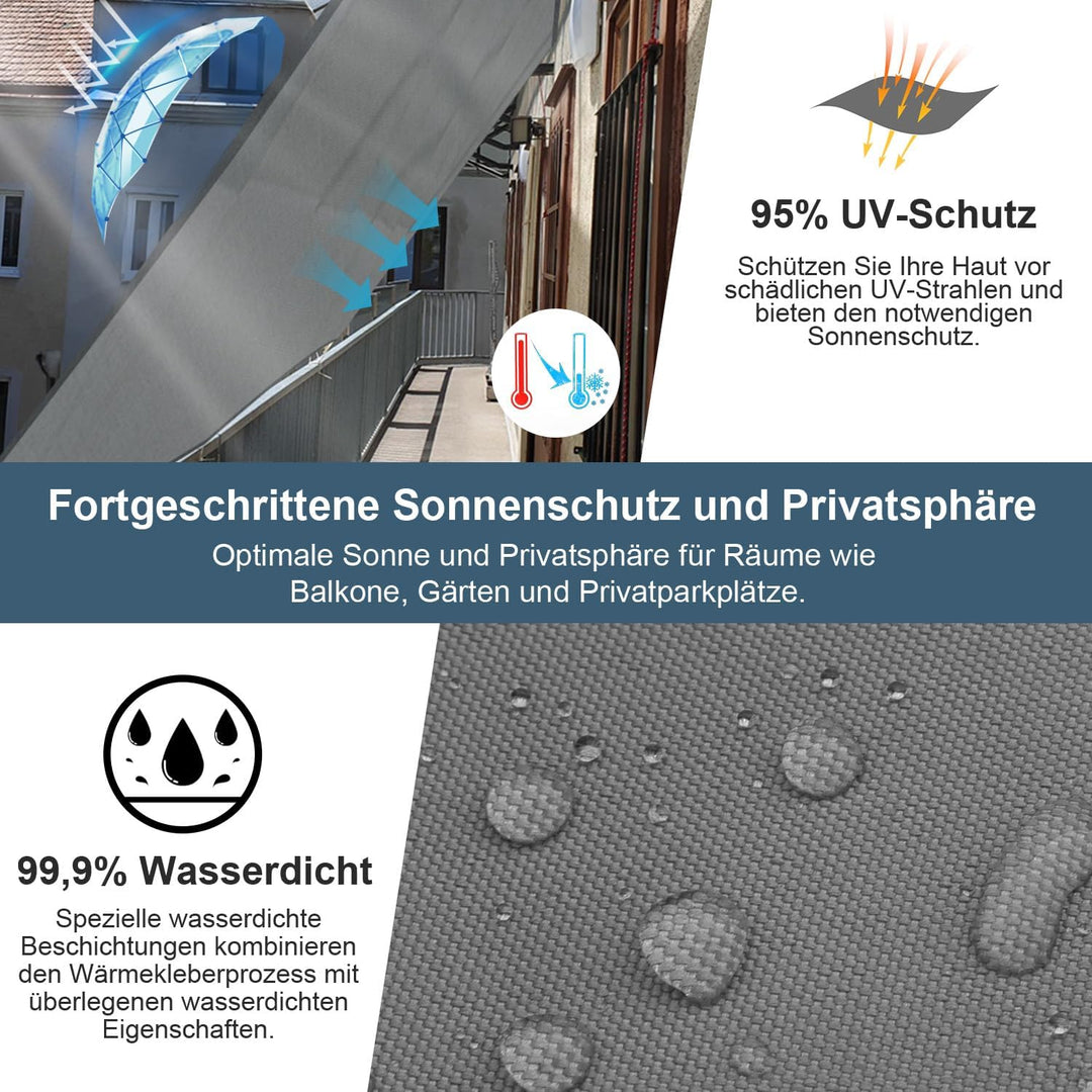 COOL AREA Sonnensegel Wasserdicht Rechteckig 4x5m Sonnenschutz UV Schutz Windschutz,Geeignet für Aus
