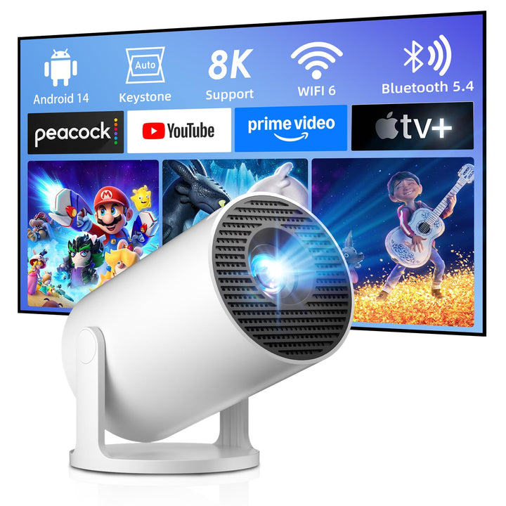 Salange Mini Beamer,Unterstützt 4K Mini Projektor WiFi 6 BT5.2,Projektor Android OS 11.0 Beamer 4k H