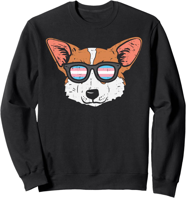 Welsh Corgi Transgender Sunglasses Trans Pride Flag LGBT Dog Sweatshirt