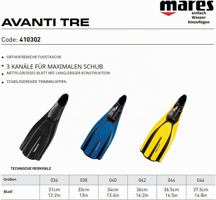 Mares Flosse Plana Avanti TRE Gelb 44, Gelb 44