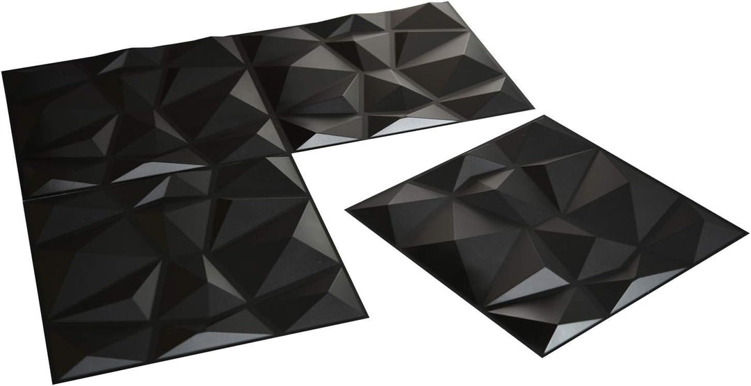 Art3d 3D-Verkleidung Strukturierte 3D Wandpaneele Wandgestaltung, Schwarzer Diamant, 50 * 50 cm (12e