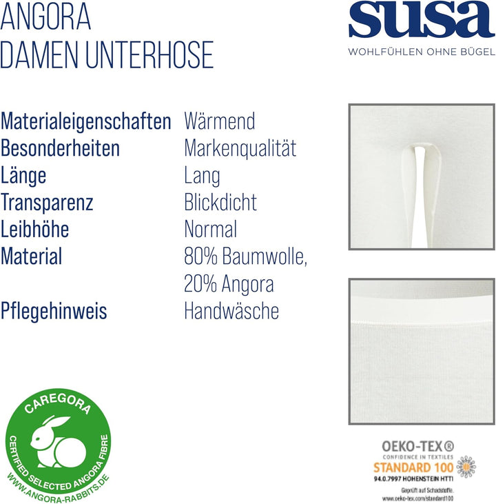SUSA Lange Unterhose Damen Angora I Kälteschutz mit angenehmem Tragekomfort I 100% Made in Germany I
