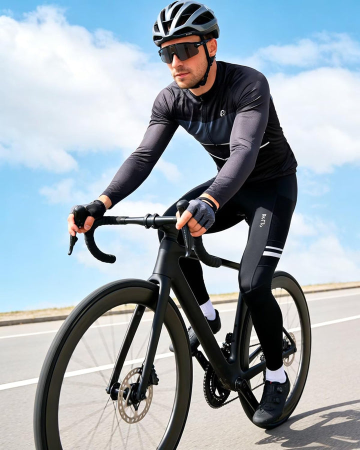 ROTTO Lange Radlerhose Herren Fahrradhose Gepolstert stossfeste Radhose Elastische Hosen Radfahren m